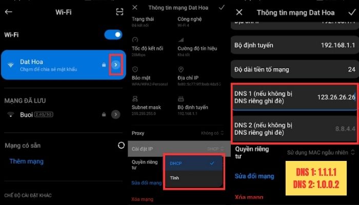 Đổi DNS trên hệ điều hành Android để truy cập link vào Kubet không bị chặn