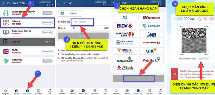 Nạp tiền nhà cái thông qua hình thức quét mã QR